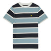 Slate Blue & Navy Striped Logo T-Shirt