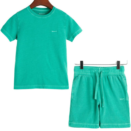 Turquoise Washed T-Shirt & Shorts Set