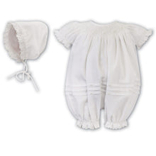 Load image into Gallery viewer, Ivory Detailed Romper &amp; Bonnet