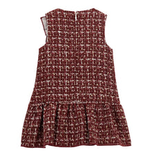 Load image into Gallery viewer, Red &amp; Gold Tweed Dress