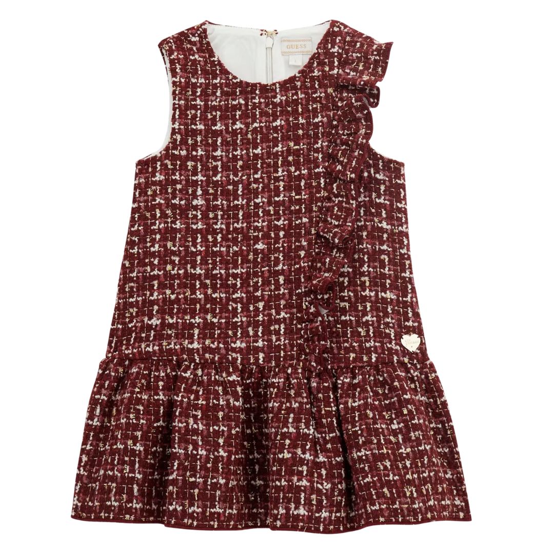 Guess Red Gold Tweed Dress Village Kids
