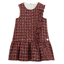 Load image into Gallery viewer, Red &amp; Gold Tweed Dress