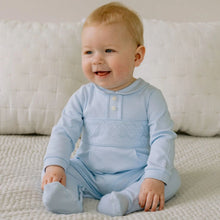Load image into Gallery viewer, Blue Embroidered Babygrow
