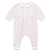 Pink Embroidered Smock Velour Babygrow