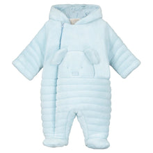 Load image into Gallery viewer, Blue Teddy Fleece Pramsuit