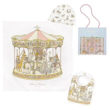Load image into Gallery viewer, Pink Carousel Swaddle, Hat &amp; Bib Gift Set