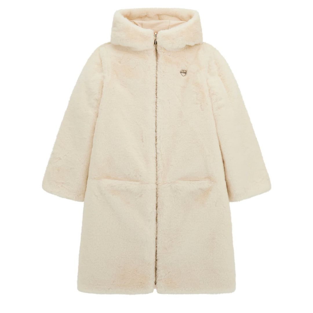 Guess Girls Cream Reversible Faux Fur Coat – Village Kids