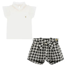 Load image into Gallery viewer, Black &amp; Silver Houndstooth Shorts &amp; Top Set