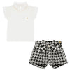 Black & Silver Houndstooth Shorts & Top Set