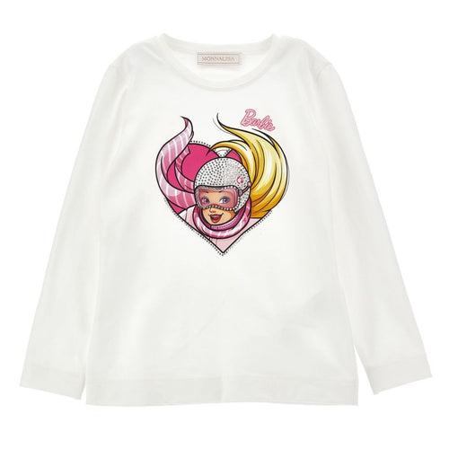 Ivory Long Sleeve Diamante 'Barbie' Top