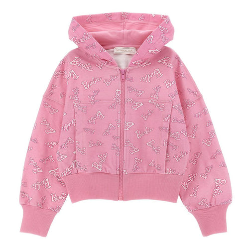 Pink Zip Up 'Barbie' Logo Hoodie