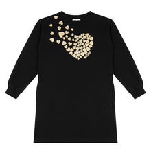 Load image into Gallery viewer, Black &amp; Gold Heart Sweat Dress