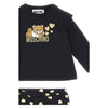 Baby Girls Black Teddy & Metallic Gold Hearts Set