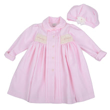 Load image into Gallery viewer, Pink Smocked Coat &amp; Hat Set