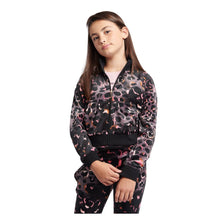 Load image into Gallery viewer, Black Leopard Print &amp; Diamante Logo Bootcut Tracksuit