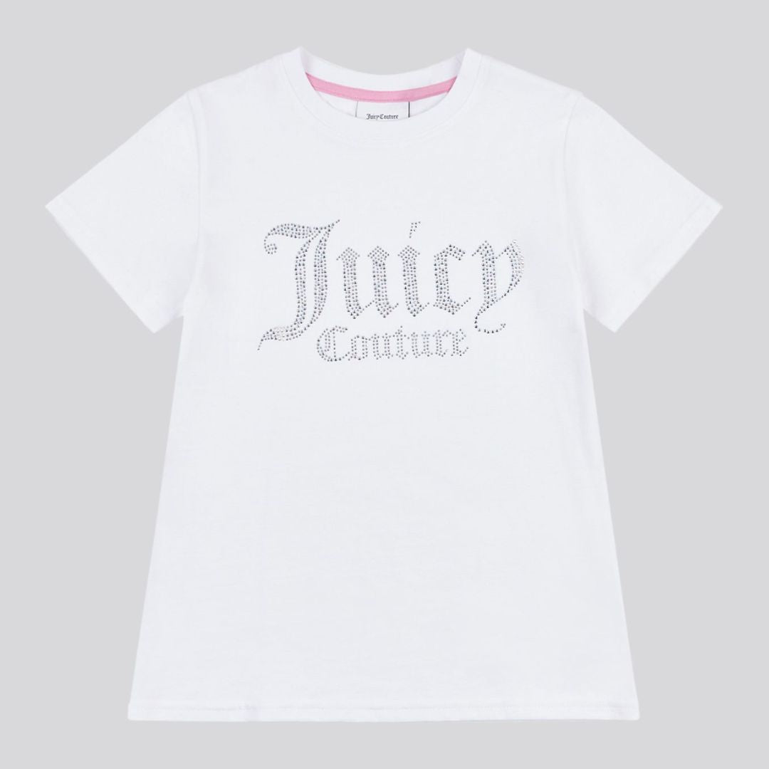 Juicy Couture - White Diamante Logo T-Shirt – Village Kids
