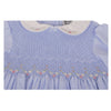 Blue Smocked & Floral Embroidered Dress
