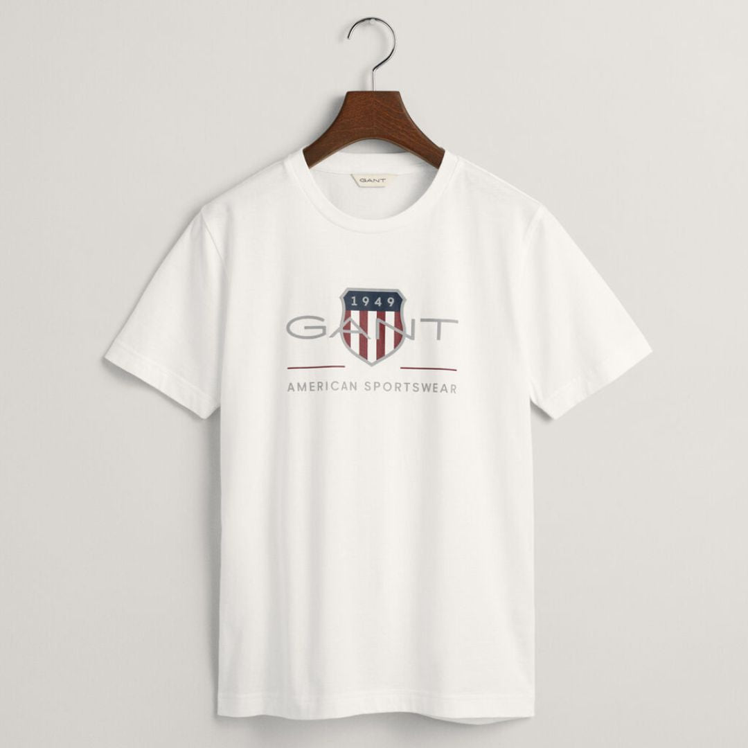 Gant - White Large Shield Logo T-Shirt – Village Kids