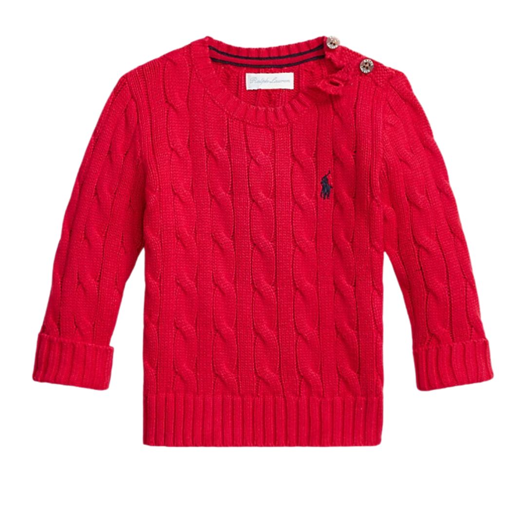 Ralph Lauren Red Baby Cable Knit Jumper – Village Kids