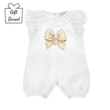 Load image into Gallery viewer, White &amp; Gold Bow Shortie