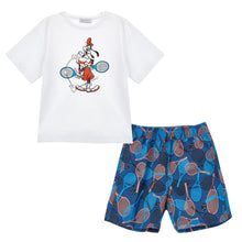 Load image into Gallery viewer, Boys Blue Goofy Shorts Set