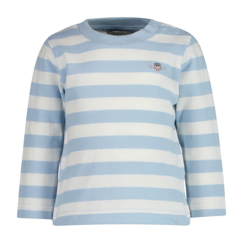 Babies Pale Blue & White LS Pique Top