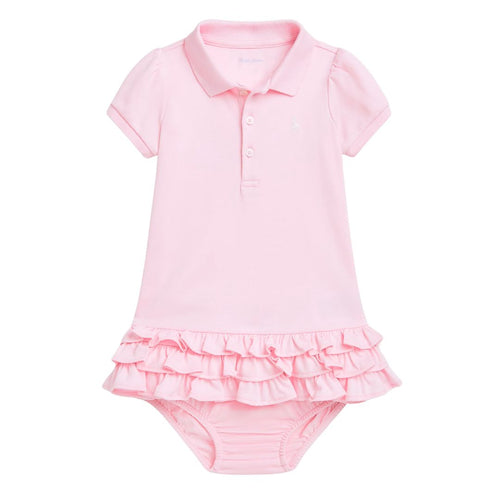 Babys Pink Ruffle Dress & Bloomers