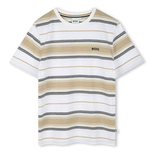Load image into Gallery viewer, Beige &amp; White Striped T-Shirt
