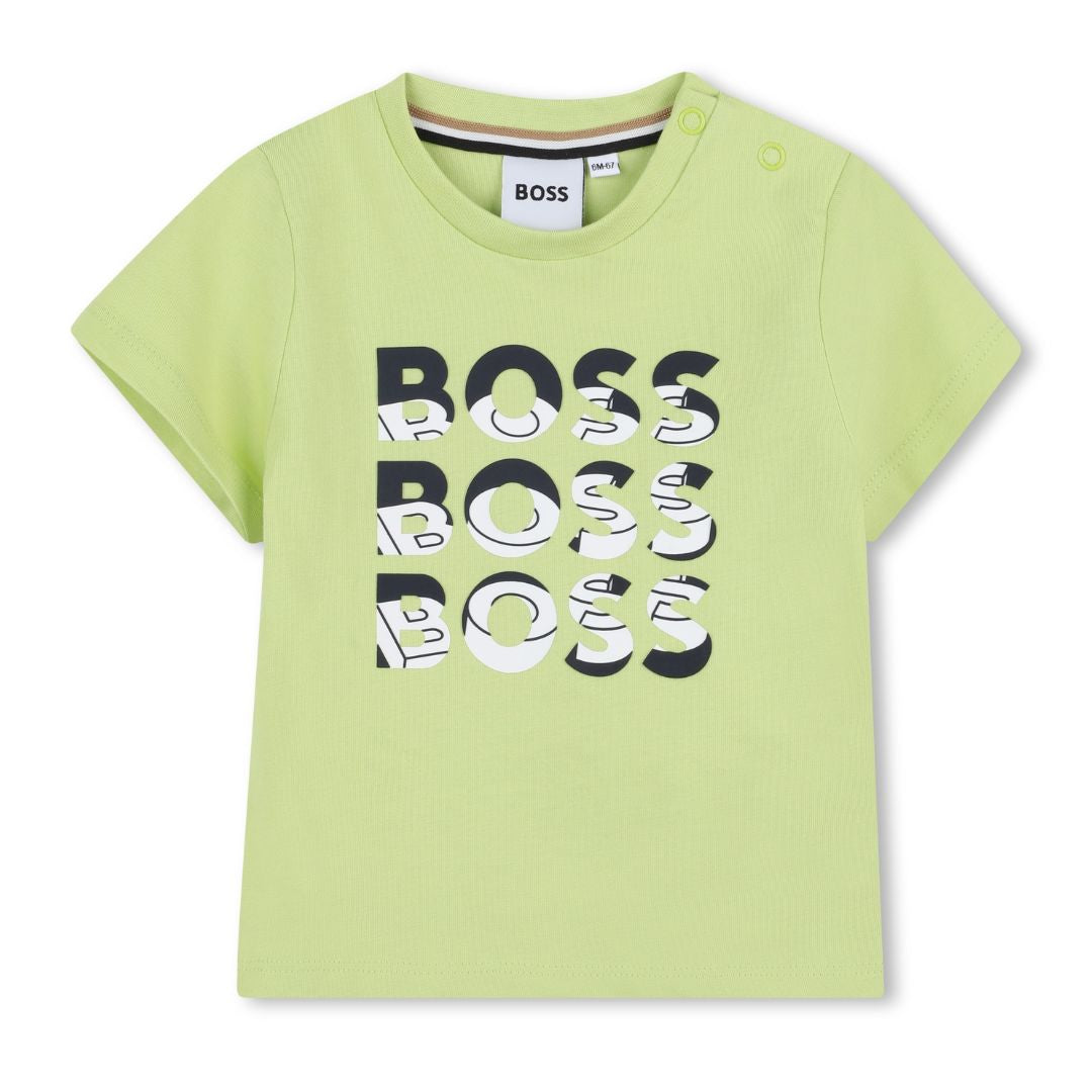 Boss Kids - Babies Lime Green Triple Logo T-Shirt – Village Kids