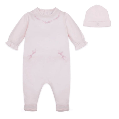 Pink Floral Spray Babygrow & Hat