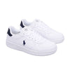 White & Navy Lace Up Trainers