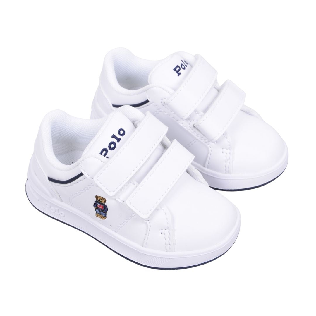 White Polo Bear Velcro Trainers