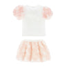 Pink & Ivory 'Roses' Skirt Set