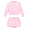 Pink Velour Sweat Top & Shorts Set
