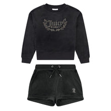 Load image into Gallery viewer, Black Velour Sweat Top &amp; Shorts Set