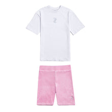 Load image into Gallery viewer, White T-Shirt &amp; Pink Cycling Shorts Set