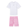 White T-Shirt & Pink Cycling Shorts Set