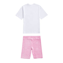 Load image into Gallery viewer, White T-Shirt &amp; Pink Cycling Shorts Set