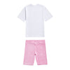 White T-Shirt & Pink Cycling Shorts Set