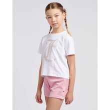 Load image into Gallery viewer, White T-Shirt &amp; Pink Velour Shorts Set