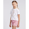White T-Shirt & Pink Velour Shorts Set