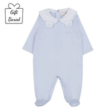 Load image into Gallery viewer, Pale Blue Teddy Collar Babygrow