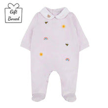 Load image into Gallery viewer, Pink Embroidered Bee Babygrow