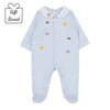 Pale Blue Embroidered Bee Babygrow