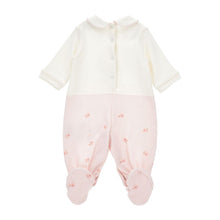 Load image into Gallery viewer, Pink &amp; Ivory Puppy &amp; Bow Babygrow