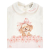 Pink & Ivory Puppy & Bow Babygrow