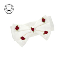 Load image into Gallery viewer, Babies White &amp; Red Rosebud Headband