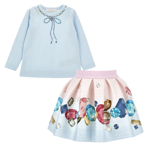Blue Jewel Skirt & Top Set