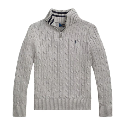 Grey Cable Knit 1/4 Zip Jumper