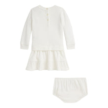 Load image into Gallery viewer, PRE ORDER - Babies Ivory Polo Bear Dress &amp; Knickers